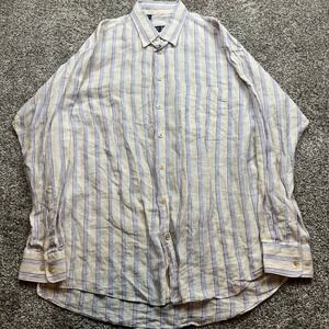 vintage Gitman Bros Mens L Linen Button Down Shirt Long Sleeve‎